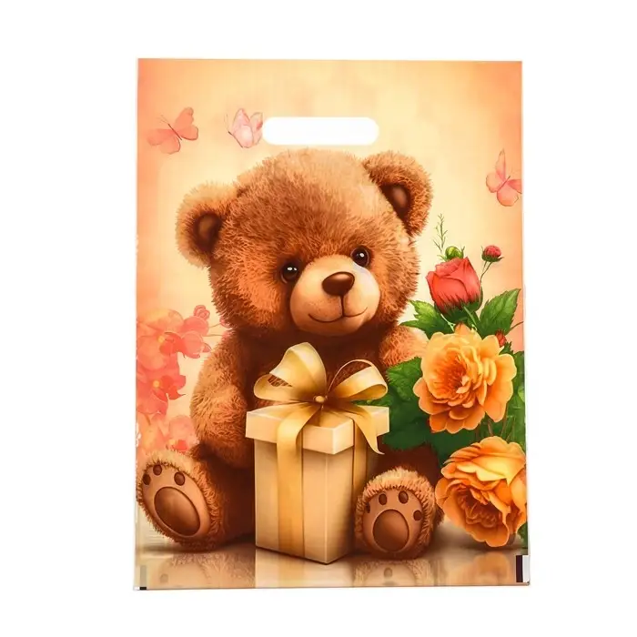 Пакет &laquo;Плюшевый мишка&raquo;, полиэтиленовый с вырубной ручкой, 30&times;40 см, 50 мк