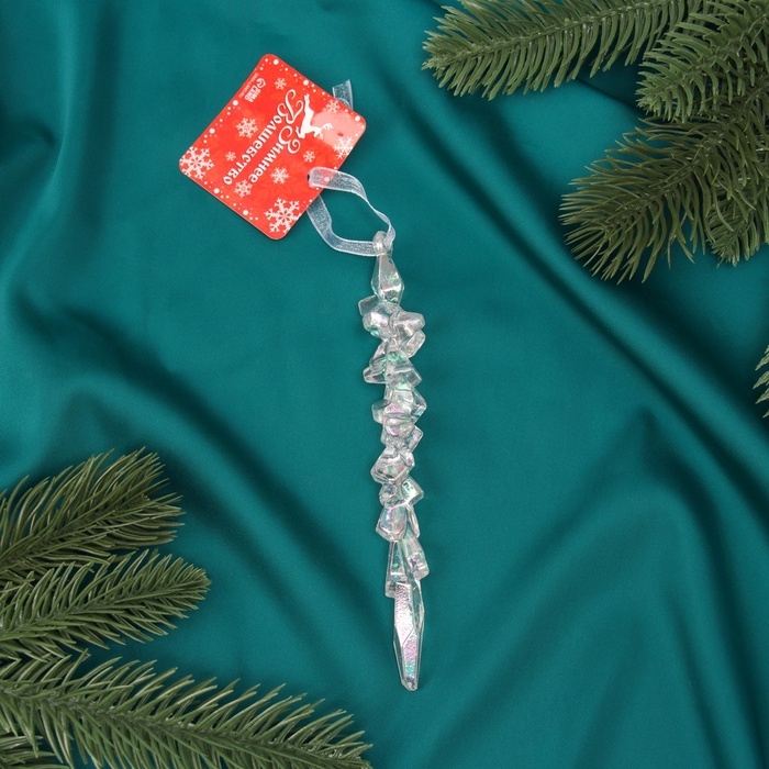 Ёлочная игрушка &laquo;Зимнее волшебство. Фигурная сосулька&raquo; пластик, 14х1 см, прозрачный