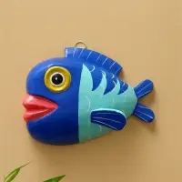 Панно "Рыба-клоун" дерево 20х16х4 см, цв. сине-бирюзовый