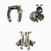 Броши "Счастливый случай" (набор 3шт), цветной в серебре