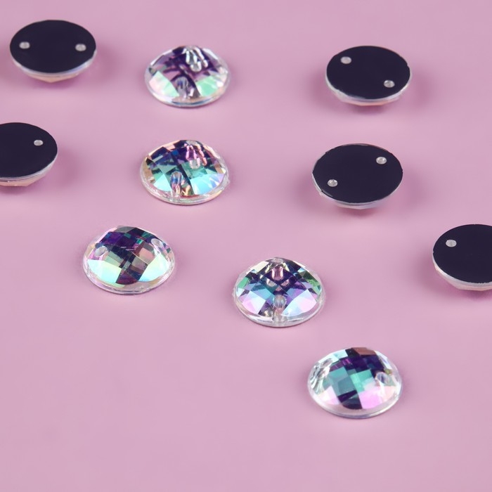 Стразы пришивные &laquo;Круг&raquo;, из органического стекла, с голографией, d = 10 мм, 50 шт