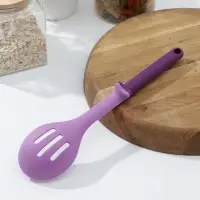 Ложка кулинарная с прорезями Доляна &laquo;Мегара&raquo;, 29 см, цвет фиолетовый