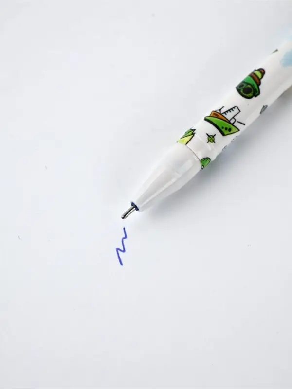 Ручка пластик пиши-стирай с колпачком "С 23 февраля!", синяя паста, гелевая 0,5 мм