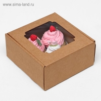 Коробка самосборная, с окном, крафт, 19 х 18 х 9 см