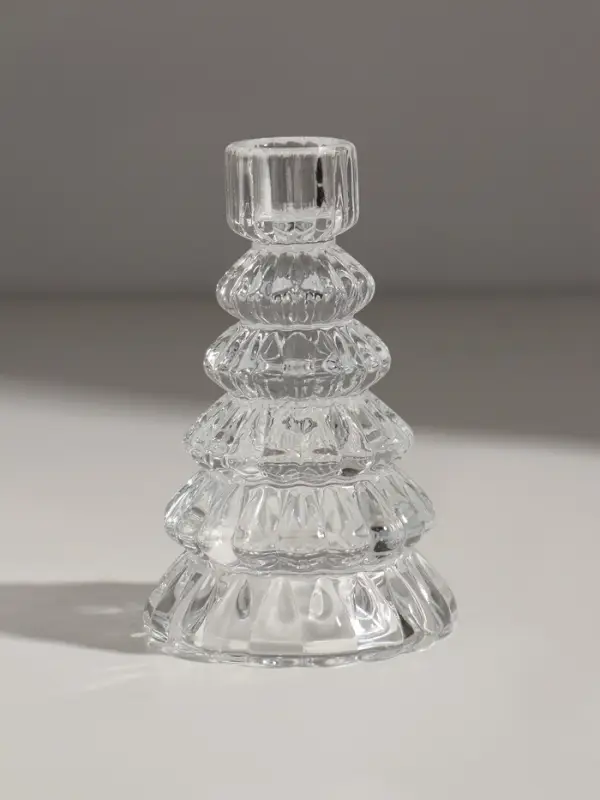 Подсвечник стекло "Ёлочка" прозрачный d=2 см 8,5х8,5х13,5 см