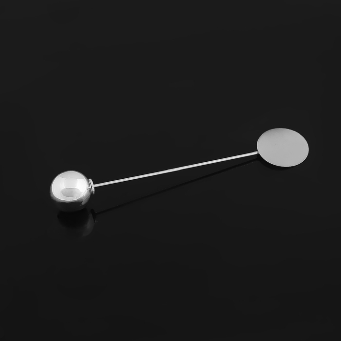 Основа &laquo;Брошь-игла&raquo; с шариком d=1,2 см (набор 5 шт.), L=7 см, площадка 1,5 см, цвет серебро