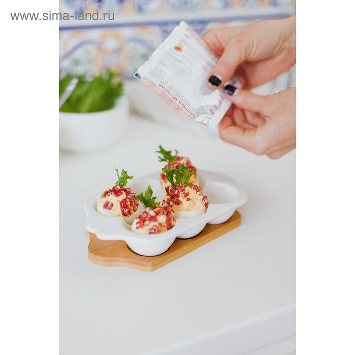 Подставка фарфоровая для яиц 6 ячеек Bella Tenero, 19,2&times;11&times;3,6 см, цвет белый