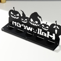 Подсвечник металл на 5 свечей "Хэллоуин. Тыковки" чёрный 14х29,5х6 см