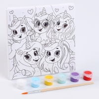 Картина по номерам для детей &laquo;Единорожки-друзья&raquo;, 15 х 15 см