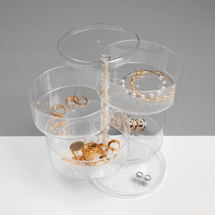 Подставка для украшений «Трансформер» 4 секции, 11,5×17,5см, цвет прозрачный Подставка для украшений «Трансформер» 4 секции, 11,5×17,5см, цвет прозрачный