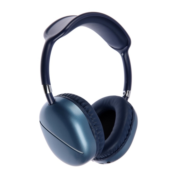 Наушники AKZ MAX10, беспроводные, полноразмерные,  микрофон, подсветка, синие