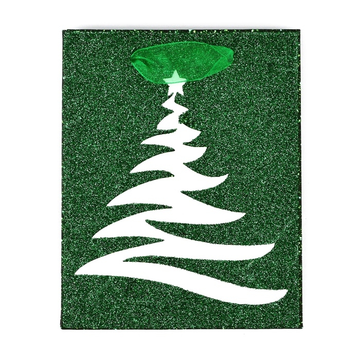 Пакет подарочный новогодний ламинированный &laquo;Ёлочка&raquo;, глиттер, S 12 х 15 х 5.5 см