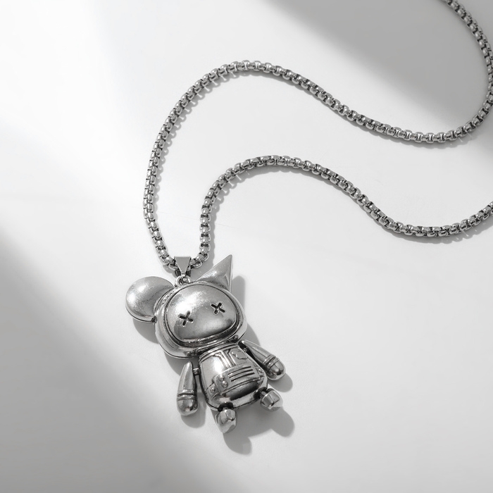 Кулон &laquo;Мишка&raquo; игрушечный, цвет чёрный в чернёном серебре, 70 см