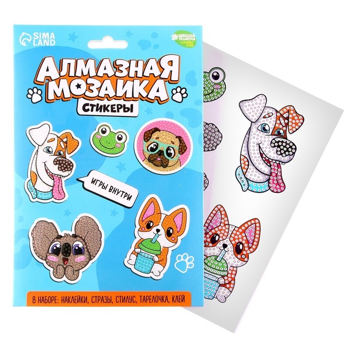 Алмазная мозаика-стикер с частичным заполнением для детей &laquo;Веселые животные&raquo;