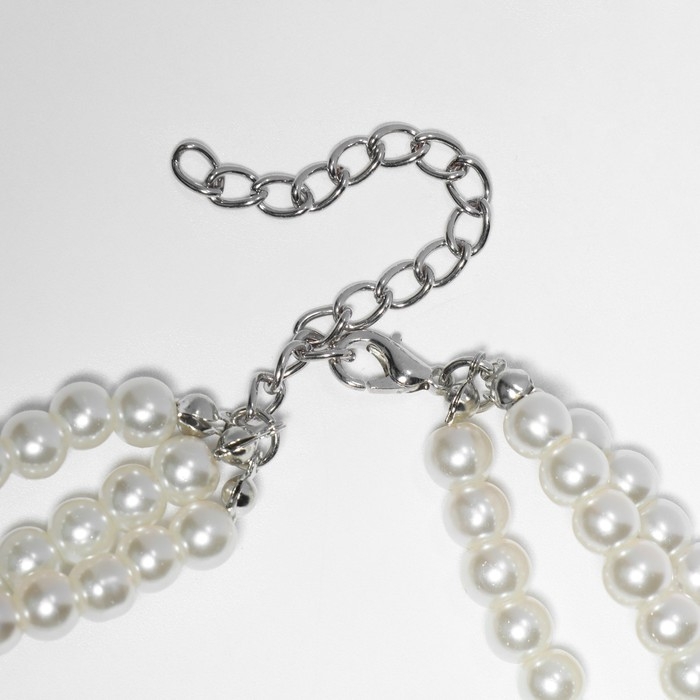 Колье &laquo;Жемчужные узел&raquo;, бусины №6, цвет молочный в серебре, 38 см