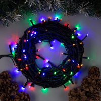 Гирлянда &laquo;Нить&raquo; 10 м, IP44, УМС, тёмная нить, 100 LED, свечение мульти, 220 В