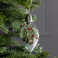 Ёлочный шар «Ветка ели», батарейки, 5 LED, свечение белое Ёлочный шар «Ветка ели», батарейки, 5 LED, свечение белое