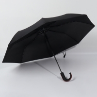Зонт полуавтоматический &laquo;Гром&raquo;, эпонж, 3 сложения, 8 спиц, R = 48/55 см, D = 110 см, цвет чёрный
