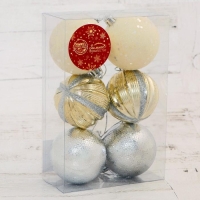 Набор шаров пластик d-6 см, 6 шт "Венера ассорти" микс