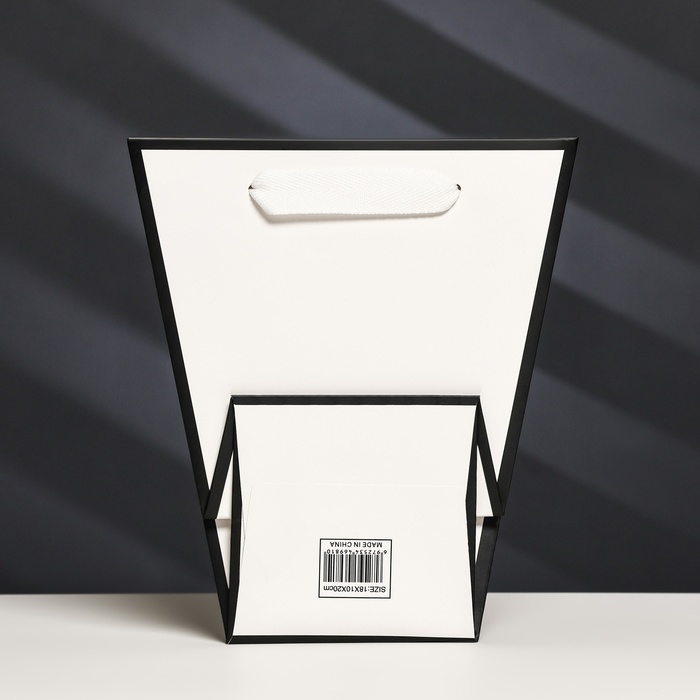 Пакет-переноска для цветов 10 &times; 10 &times; 20 х 18 см, белый с каймой