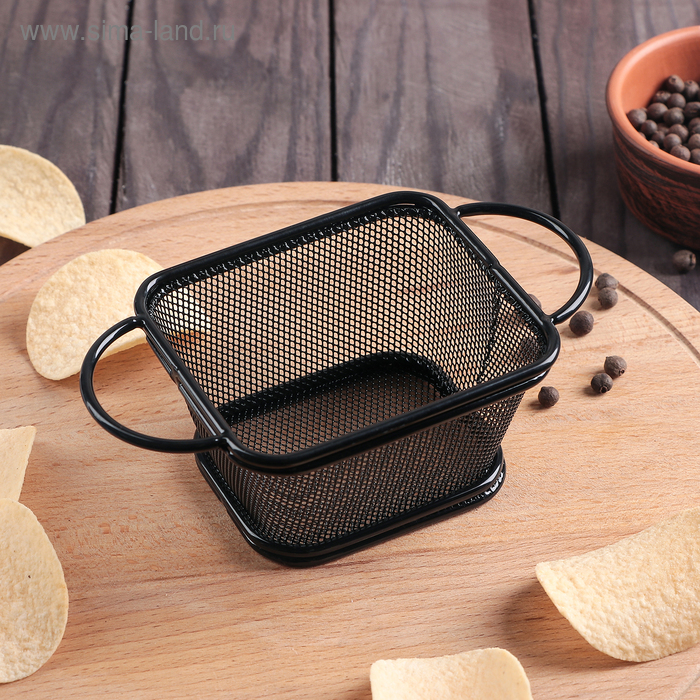 Корзинка для картофеля фри Доляна &laquo;Пулита&raquo;, 10,8&times;9,4&times;6,2 см, мелкая сетка, цвет чёрный