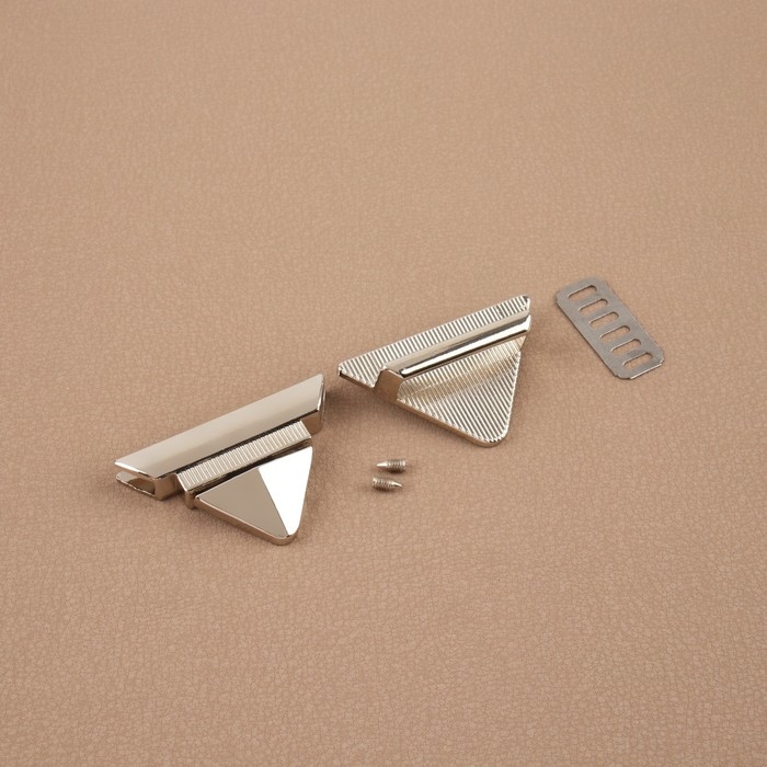 Застёжка для сумки, 4,5 &times; 2,9 см, цвет жемчужный серебряный