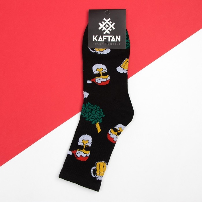 Носки новогодние мужские KAFTAN Носки новогодние мужские KAFTAN "Банька НГ" размер 41-44 (27-29 см), цвет чёрный