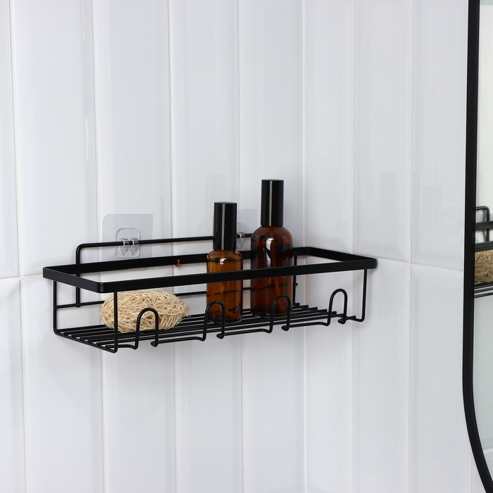 Полка для ванной прямая, 33&times;12&times;9 см, цвет черный