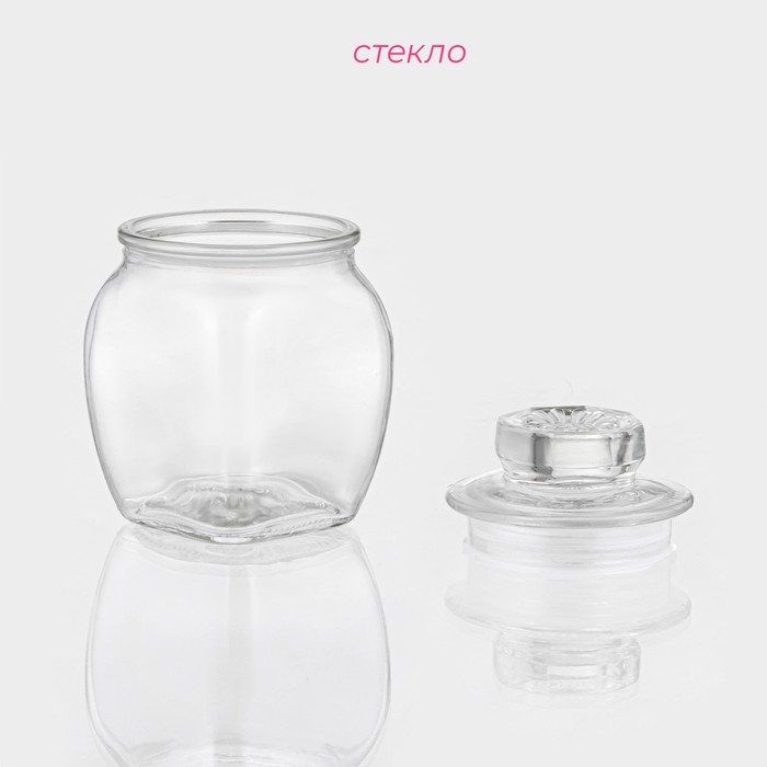 Банка стеклянная для хранения сыпучих продуктов Доляна &laquo;Овал&raquo;, 190 мл, 10&times;6,5 см