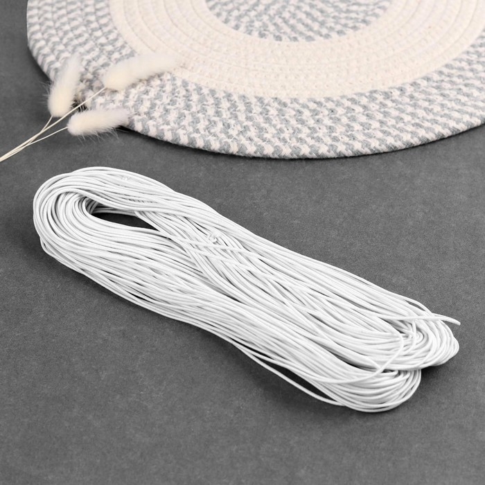 Резинка шляпная, 1,5 мм, 50 &plusmn; 1 м, цвет белый