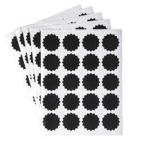 Наклейки водонепроницаемые, набор листов 5 шт., меловой маркер, диаметр 1 наклейки &mdash; 38 мм