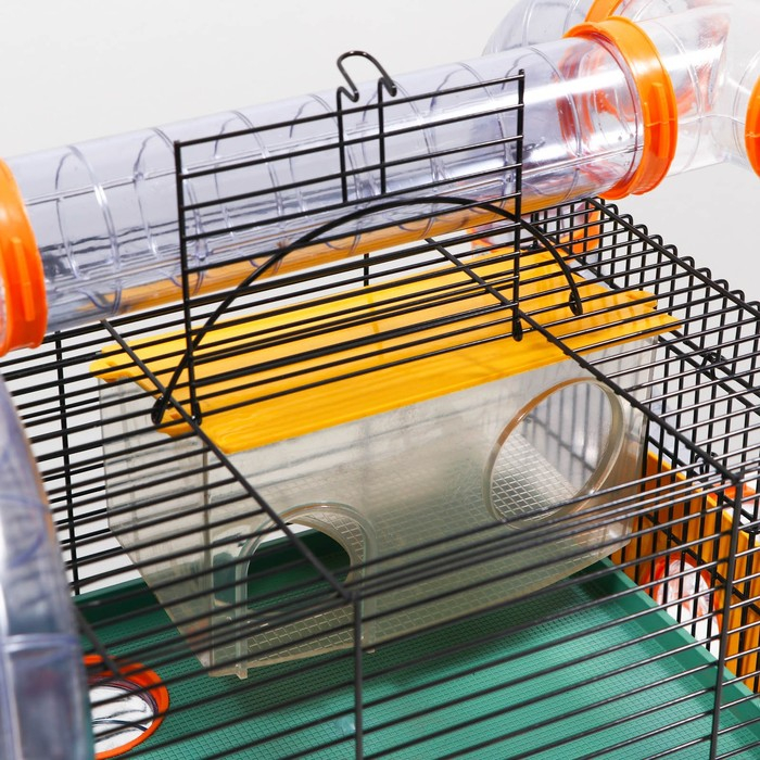 Клетка для грызунов Мини, двухъярусная, с полкой, домом и микс лабиринтов Клетка для грызунов Мини, двухъярусная, с полкой, домом и микс лабиринтов