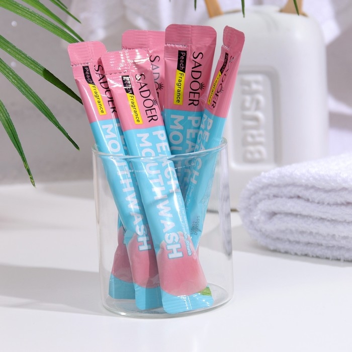 Набор ополаскивателей для рта в стиках со вкусом персика, 20шт по 10 мл Набор ополаскивателей для рта в стиках со вкусом персика, 20шт по 10 мл