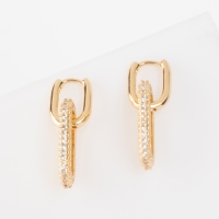 Серьги металл &laquo;Цепи&raquo; два звена, цвет белый в золоте