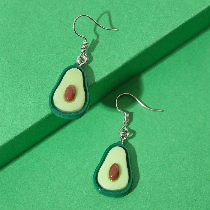 Серьги пластик &laquo;Авокадо&raquo; в разрезе, цвет зелёно-коричневый