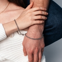 Браслеты &laquo;Неразлучники&raquo; на магните, цвет серебро L=17