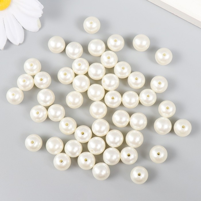 Набор бусин Набор бусин "Рукоделие" пластик, диаметр 10 мм, 25 гр, молочный