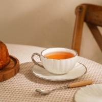 Чайная пара фарфоровая SL Home &laquo;Гарда&raquo;, 2 предмета: чашка 200 мл, блюдце d=15 см, цвет белый