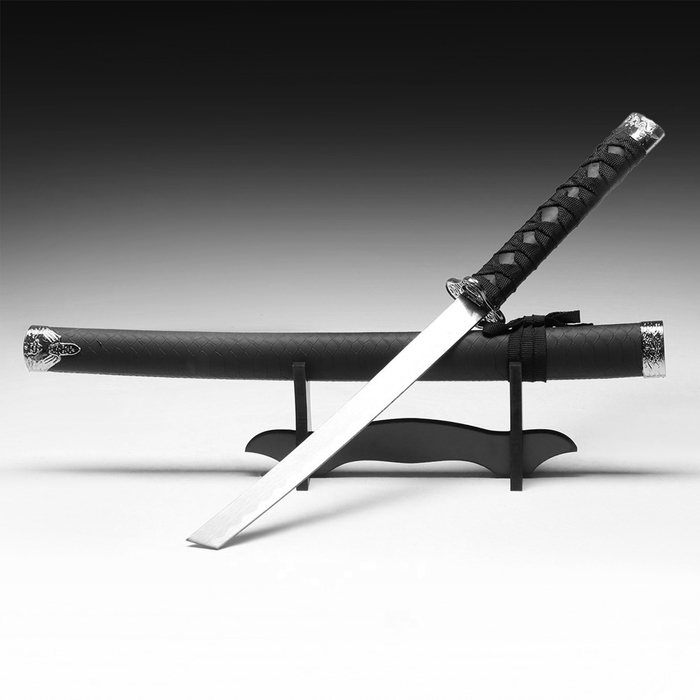 Сувенирное оружие &laquo;Катана Тошайо&raquo; 70 см, на подставке, ножны под змею, матовая, черная