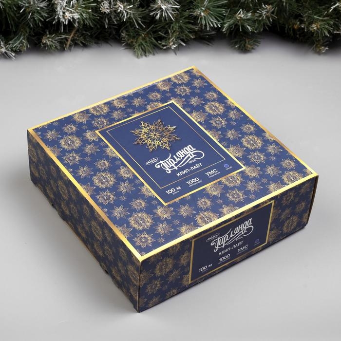 Гирлянда &laquo;Клип-лайт&raquo; 100 м, IP44, УМС, тёмная нить, 1000 LED, свечение синее, 8 режимов, 24 В, без БП