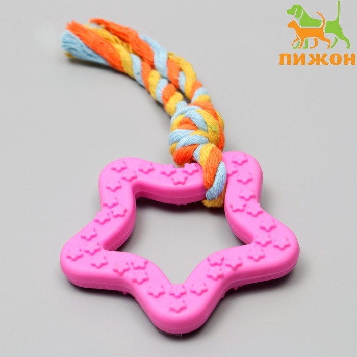 Игрушка жевательная с канатом Игрушка жевательная с канатом "Звезда с хвостом", розовая