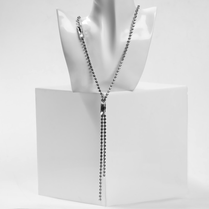 Колье «Нить» прямоугольники, цвет белый в серебре, 70 см Колье «Нить» прямоугольники, цвет белый в серебре, 70 см
