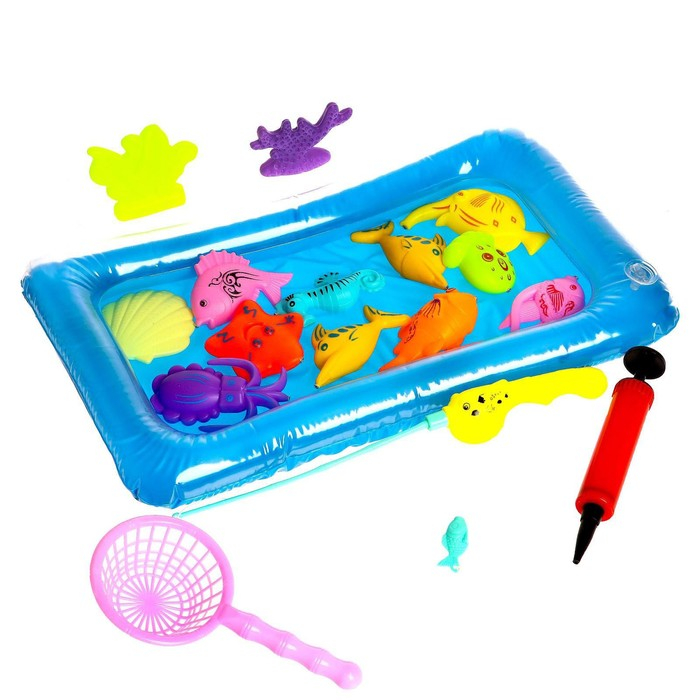 Рыбалка &laquo;Большие рыбки&raquo; 12 рыбок, бассейн, насос, удочка, сачок