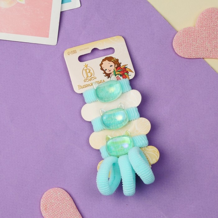 Резинка для волос Резинка для волос "Нежность" (набор 6 шт) киска, зелёный