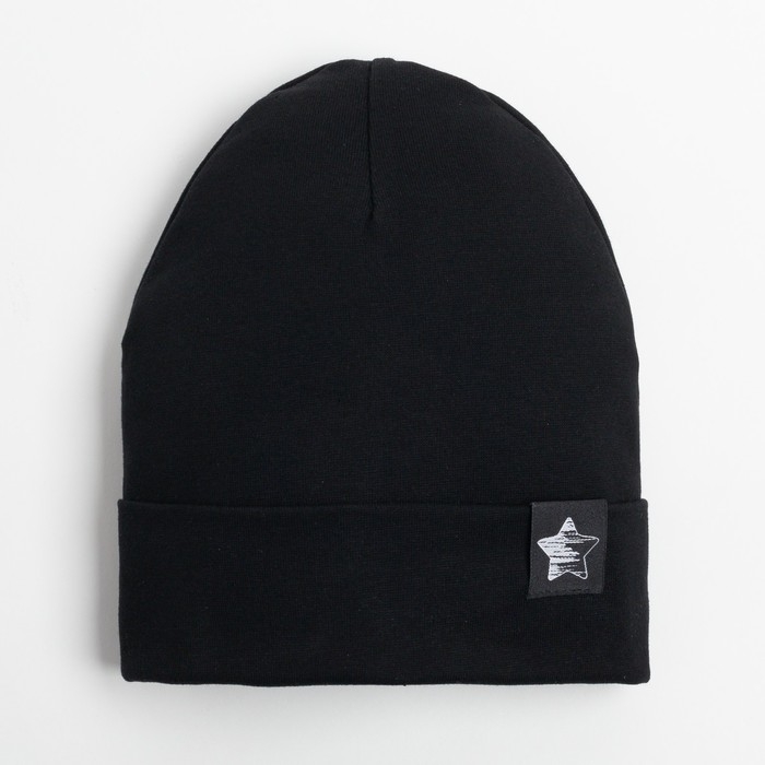 Шапка двухслойная детская, цвет чёрный/звезда, размер 54-56 Шапка двухслойная детская, цвет чёрный/звезда, размер 54-56