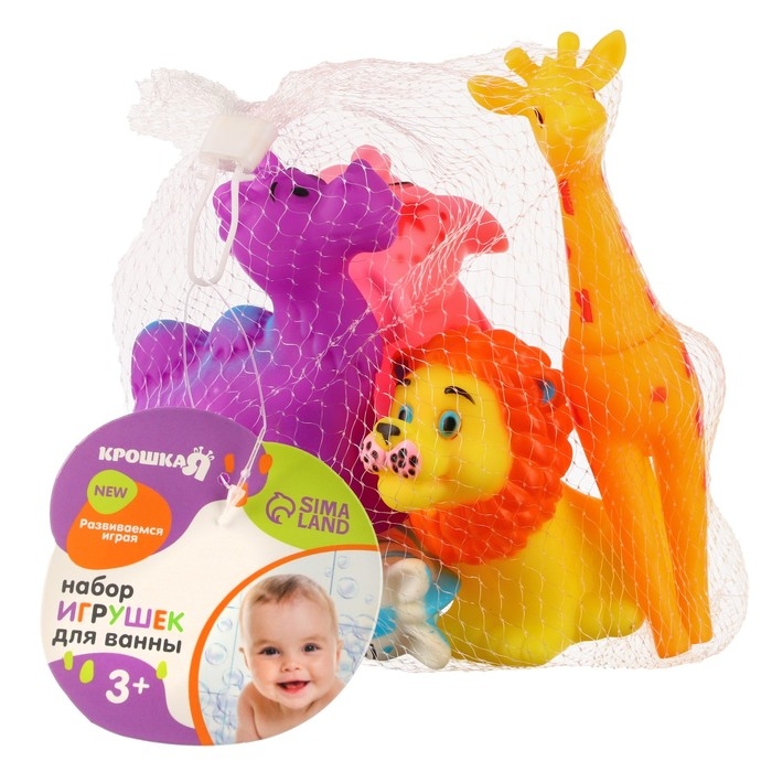 Набор резиновых игрушек для ванны &laquo;Изучаем животных&raquo;, 5 шт, Крошка Я