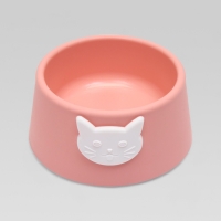 Миска для кошек 2 в 1 "Киса", пластиковая, 14 х 8 см, розовая Миска для кошек 2 в 1 "Киса", пластиковая, 14 х 8 см, розовая