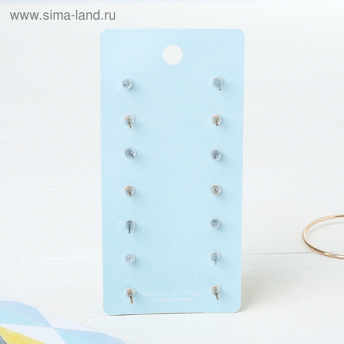 Пусеты 7 пар &laquo;На каждый день&raquo; набор принцесса, цвет МИКС