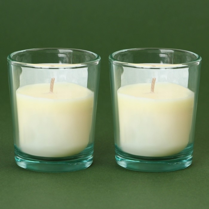 Свечи в стакане с аромадиффузором новогодние &laquo;Волшебного Нового года&raquo;, набор, свечи 2 шт., аромадиффузор 1 шт., аромат белая ель