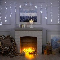 Гирлянда &laquo;Бахрома-арка&raquo; 2.5 &times; 1.2 м с насадками &laquo;Звёзды&raquo;, IP20, прозрачная нить, 136 LED, свечение белое, 8 режимов, 220 В